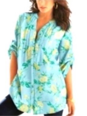 Roamans Floral  pleats top plus size  Blouse
